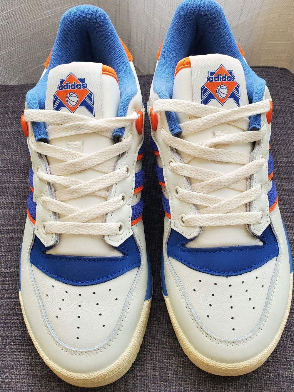 adidas Men’s White, Blue & Orange Low-Top Sneakers